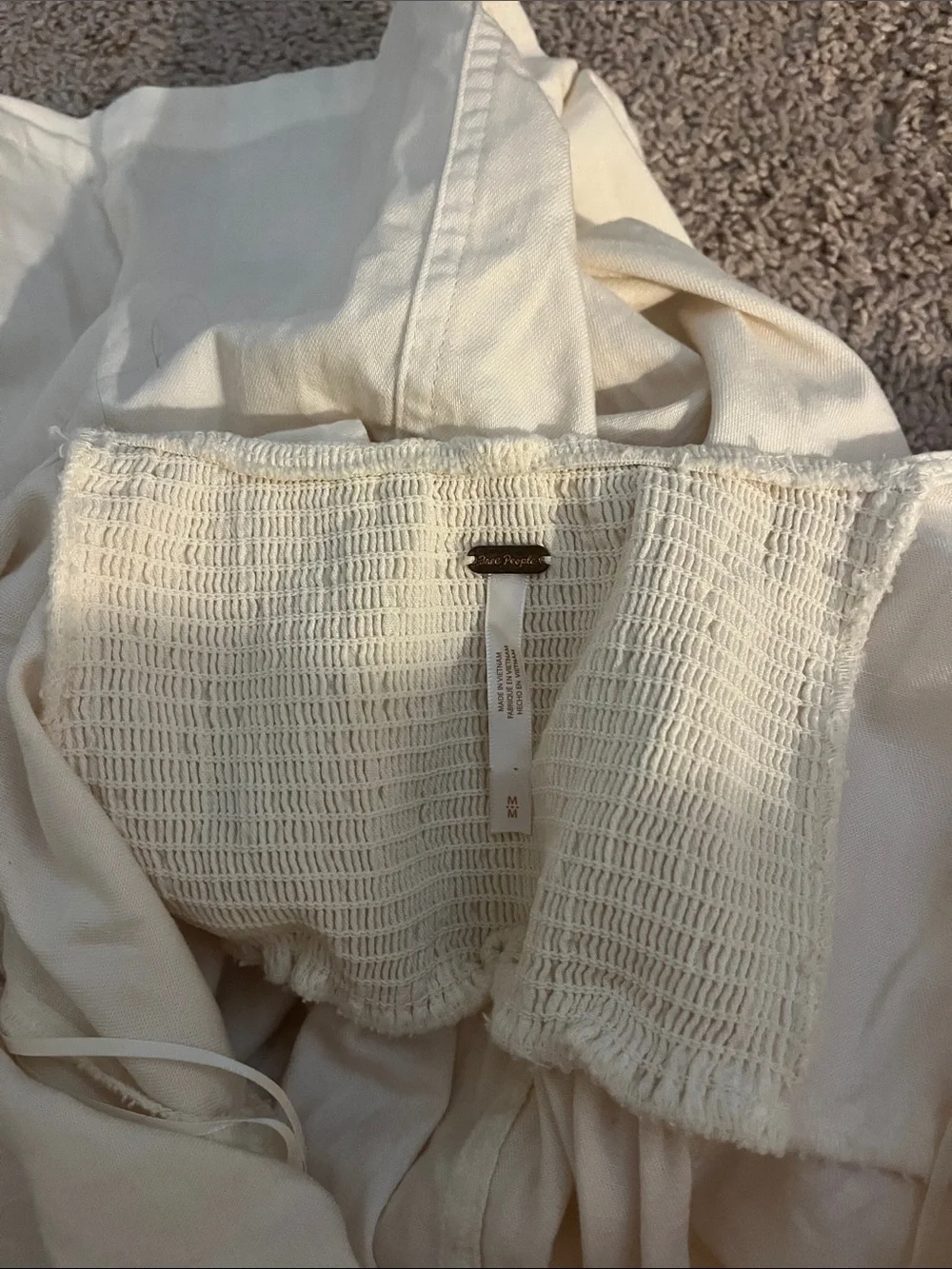 Free People Cheyenne Denim Mini Dress Cream Size Medium